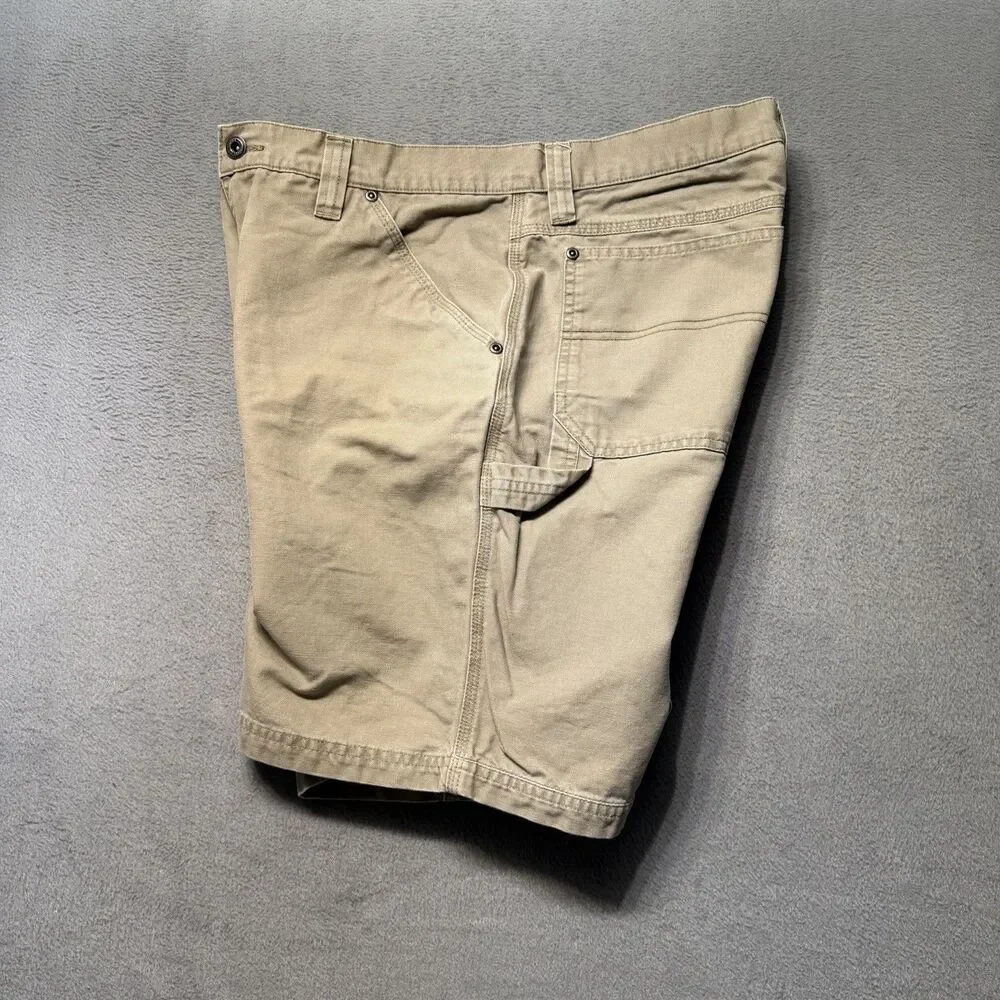 Columbia Mens 34 Carpenter Cargo Shorts Beige Canvas 9” Inseam Utility Hiking